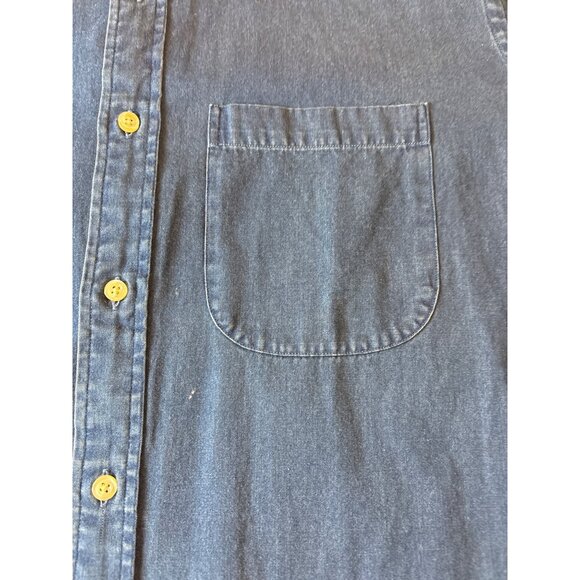Lands End Mens Denim Button-Down Shirt 15 1/2 Collar Size 34 Sleeve - Picture 3 of 13